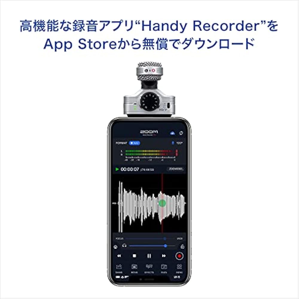 ZOOM Zoom iQ7 Lightning Connected Stereo Microphone, iPhone iPad Compatible, Smartphone Recording...