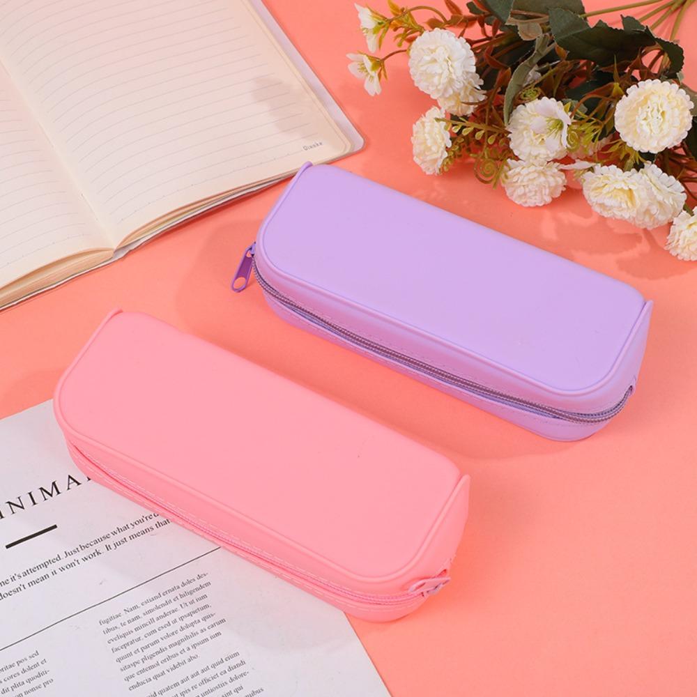 Waterproof Silicone Pencil Case Large Capacity Stationery Storage Pouch Stationery Bag  Student