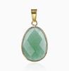 Natural Gemstone Drop Pendant Gold Edge Gemstone Faceted Oval Charm Semi-precious Crystal Necklace Pendant Amethyst Quartz Agate