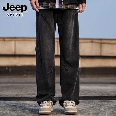 JEEP SPIRIT Men's Wide-Leg Straight Denim Jeans