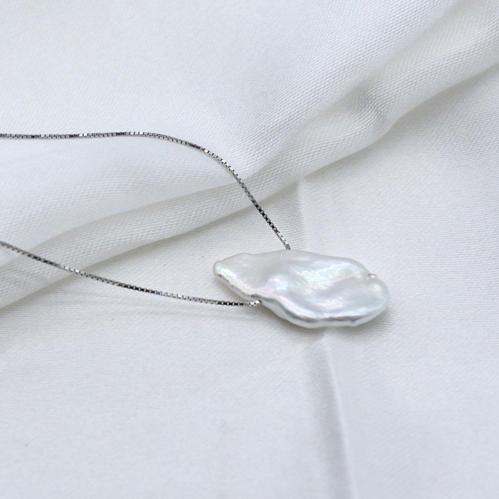 Colier unic baroc cu perle Pandantiv cu perle crete naturale de apă dulce Colier din argint 925 Colier cu pandantiv pentru femei