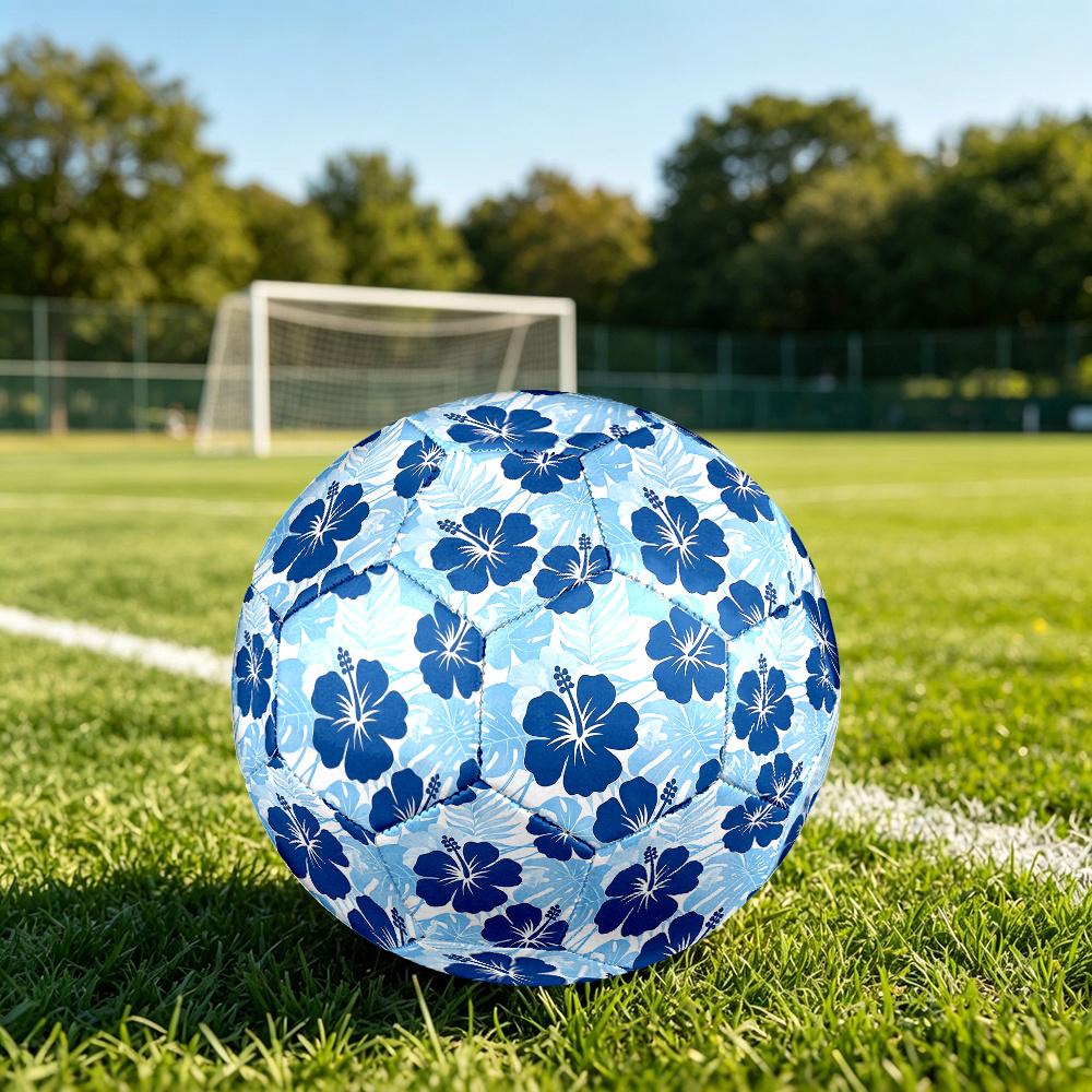 1PC Blue Floral Soccer Ball Size 5 Football Machine Sewn Indoor/Outdoor Universal Football Surprise Collection n145