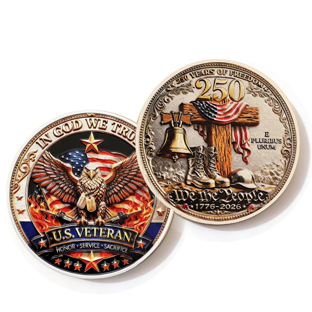 250th Anniversary Commemorative Coin Independence Day Founding Medal Challenge Coin Embossed Metal Coin Color Printed Badge