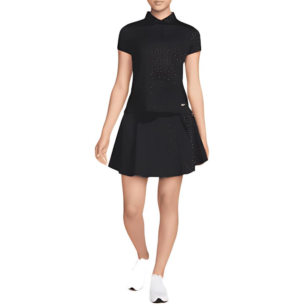 Nike Solid Color Short Sleeve Casual Polo Shirt Women Tops Black DH2310-010