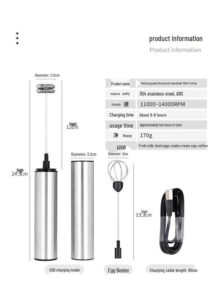 Electric Handheld Milk Frother and Cream Whipper