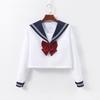 Navy Sailor Collar JK School Uniform - White, Two-Line Suit & Pleated Skirt