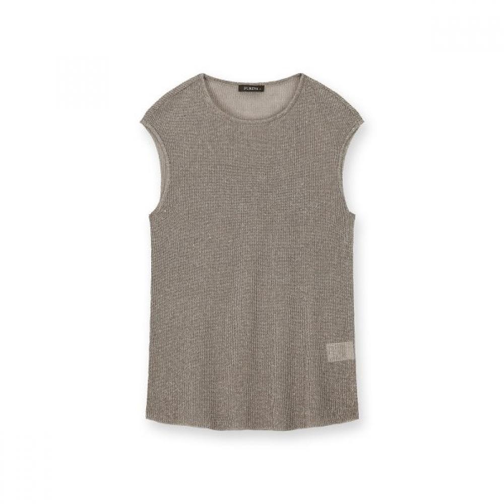 Furina Linen PoinT Sleeve T shirT My coTTon beige/S (85)