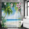 Ocean Beach Coconut Tree Shower Curtain, Bathroom Decorative Shower Curtain, Waterproof Shower Curtain with Hooks