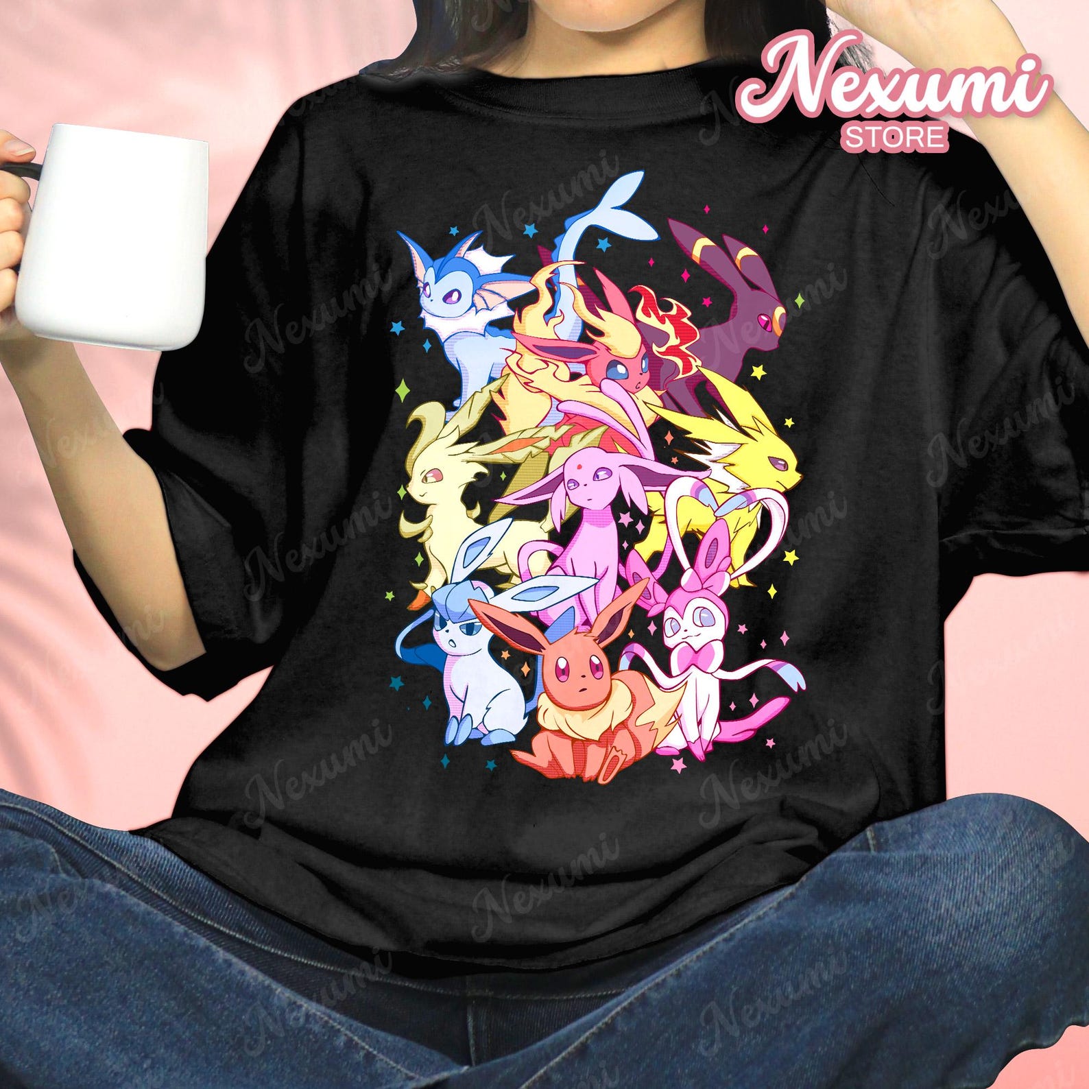 Evolutions T-shirt Stacked Shirt Print Shirt All Type Anime Gamer Gift for Fans 4XL