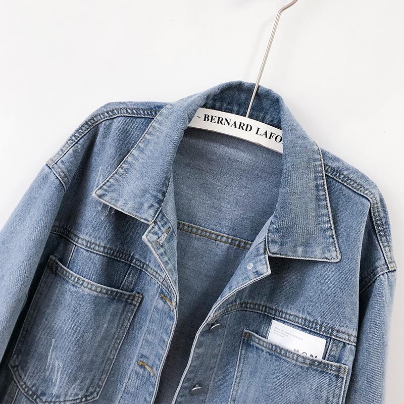 Women's Casual Korean Style Short Denim Jacket - Washed, Slimming, Spring/Autumn 2025