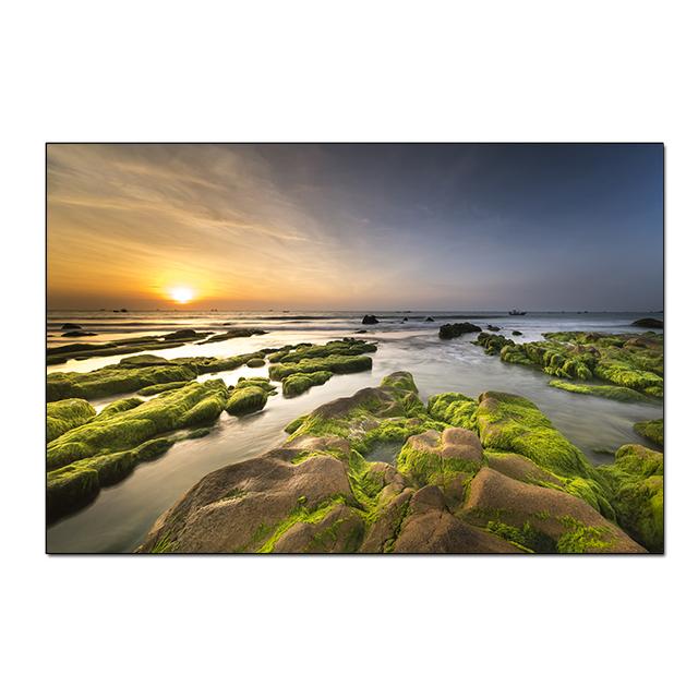 Sonnenaufgang, Meereslandschaft, Strand, Leinwandgemälde, moderne Poster und Drucke, Cuadros, Wandkunst, Bilder, Wohnzimmer, Heimdekoration, ohne Rahmen, ohne Rahmen