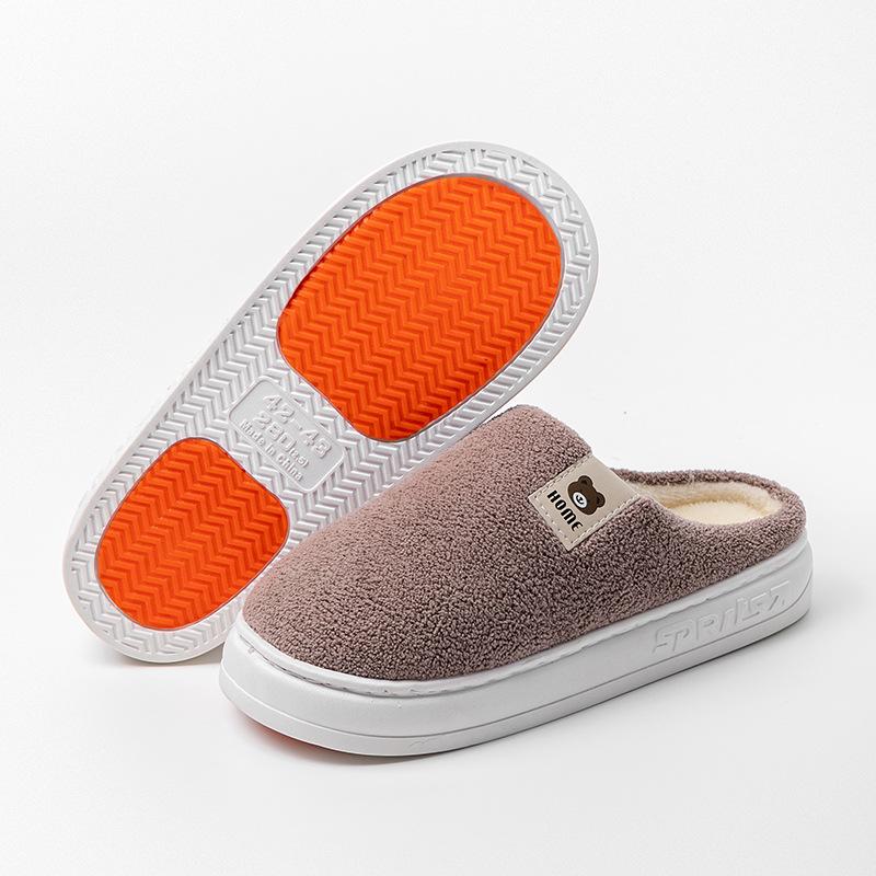 Thickened Bottom Hair Slippers Autumn and Winter Home Stay Warm and Velvet Couple Outdoor Cotton Slippers