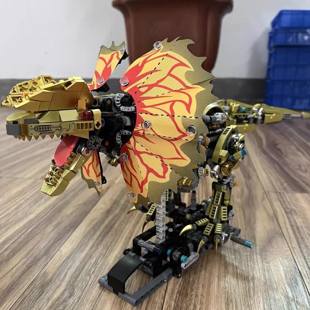 Mechanical Double Crown Dragon Building Block Set, Gear Transmission Joints Are Movable. Adult Collectible High-Difficulty Assembly Kit, Creative