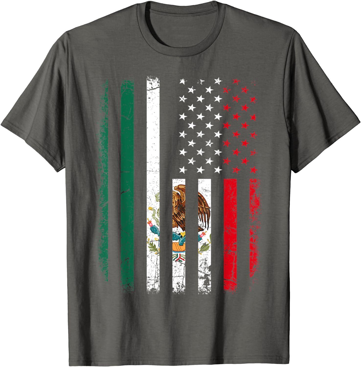 Mexican American Flag Mexican Roots Mexico America Unisex T-Shirt S разноцветный