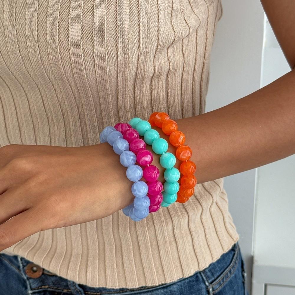 4Pcs Stackable Beads Bracelet Set Multicolor Cuff Bracelet Set New Round Bangles  Women