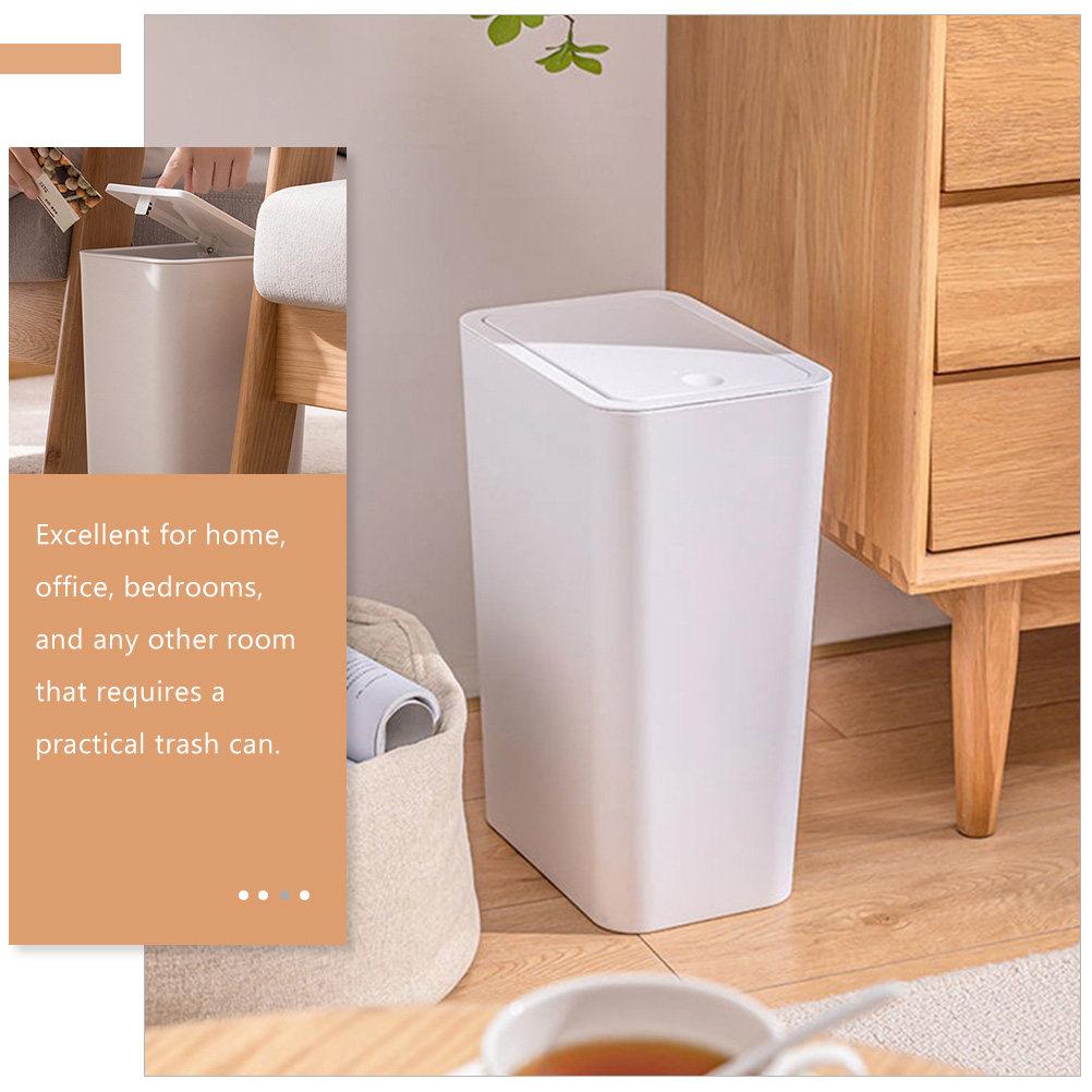 Press Down Trash Can 3 Liter Small Plastic Waste Bin with Touchless Lid for Bathroom Kitchen Office Modern Compact Garbage Can