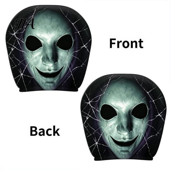 Spooky Auto Interior Accessories 2Pcs Funny Car Headrest Covers, Scary Faces Universal Fit Sleeve Seat Protectors, Breathable Soft Skin Friendly Cover