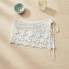 Embroidered Waistband Crochet Flower Butt Curtain Vintage Shawl Detachable Front Tie  Women