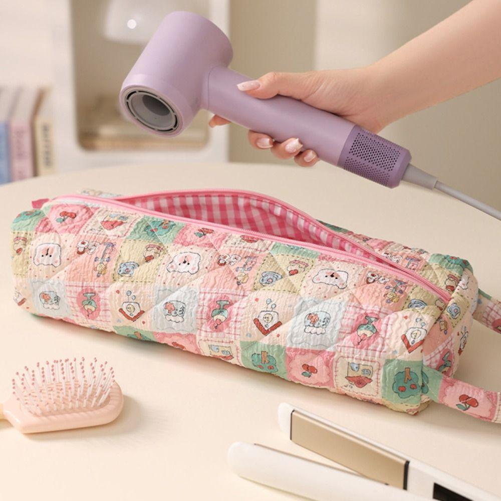 Leopard Hair Dryer Storage Bag Sweet Cosmetic Bag Bow Curler Storage Bag  Beauty Tools Organization