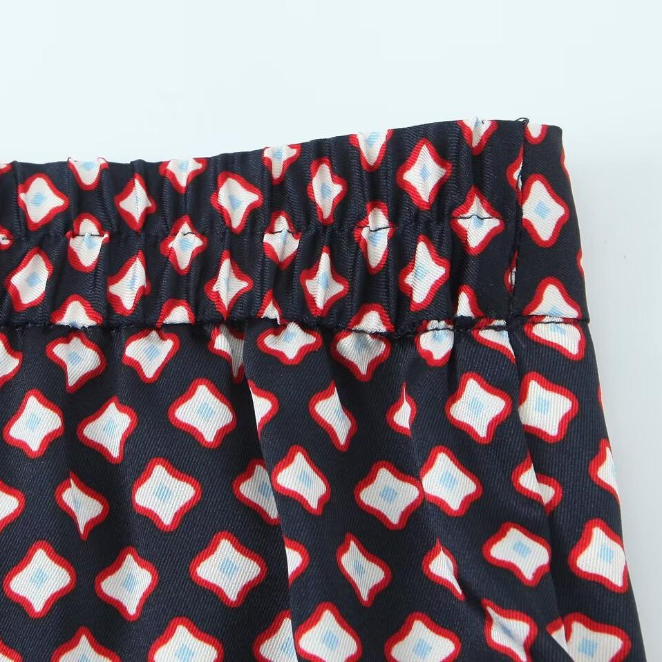 TAOP&ZA Women's Summer Silk Satin Printed Shirt & Casual Pants Set