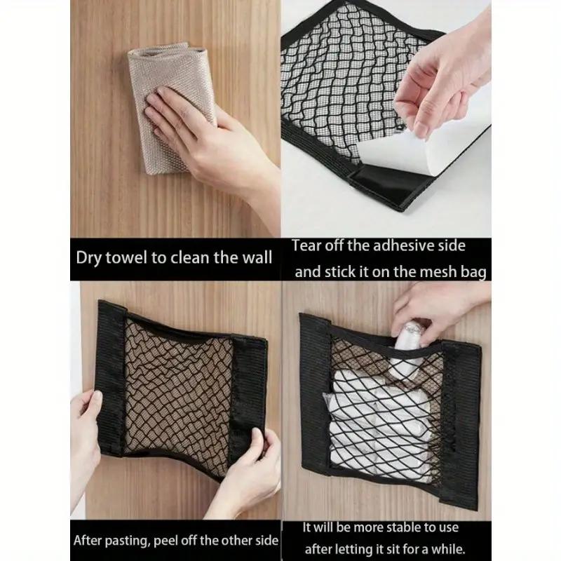 1Pcs Refrigerator Storage Mesh Bag Double Compartment Hanging Pouch Kitchen Organizer Pockets with Hook Washable Storage Bag KTY