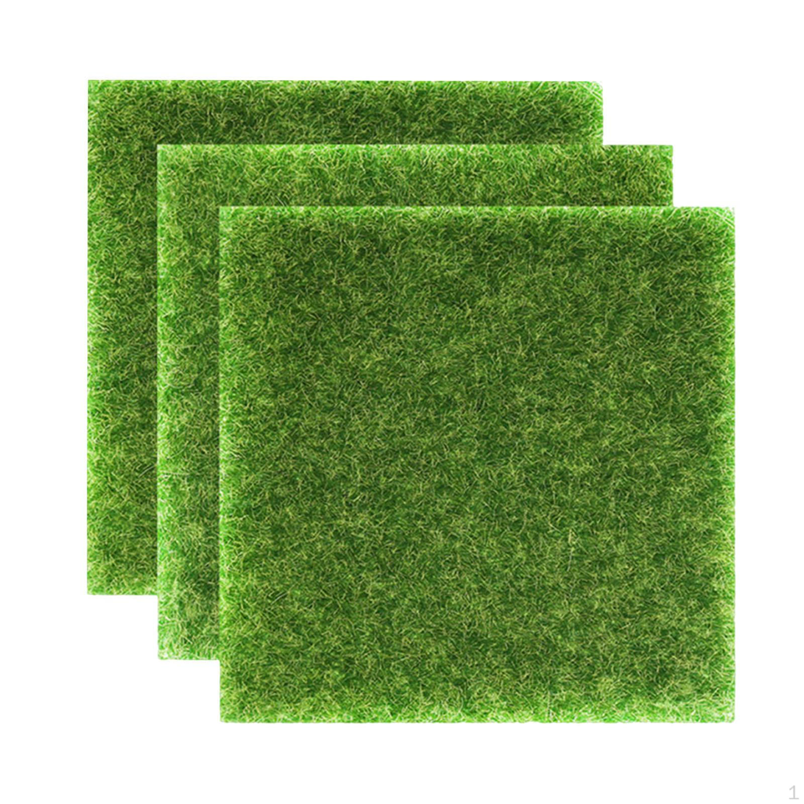 

Искусственная трава квадратный коврик набор аксессуар для сада двора реалистичный зеленый многофункциональный 30x30cm 3Pcs