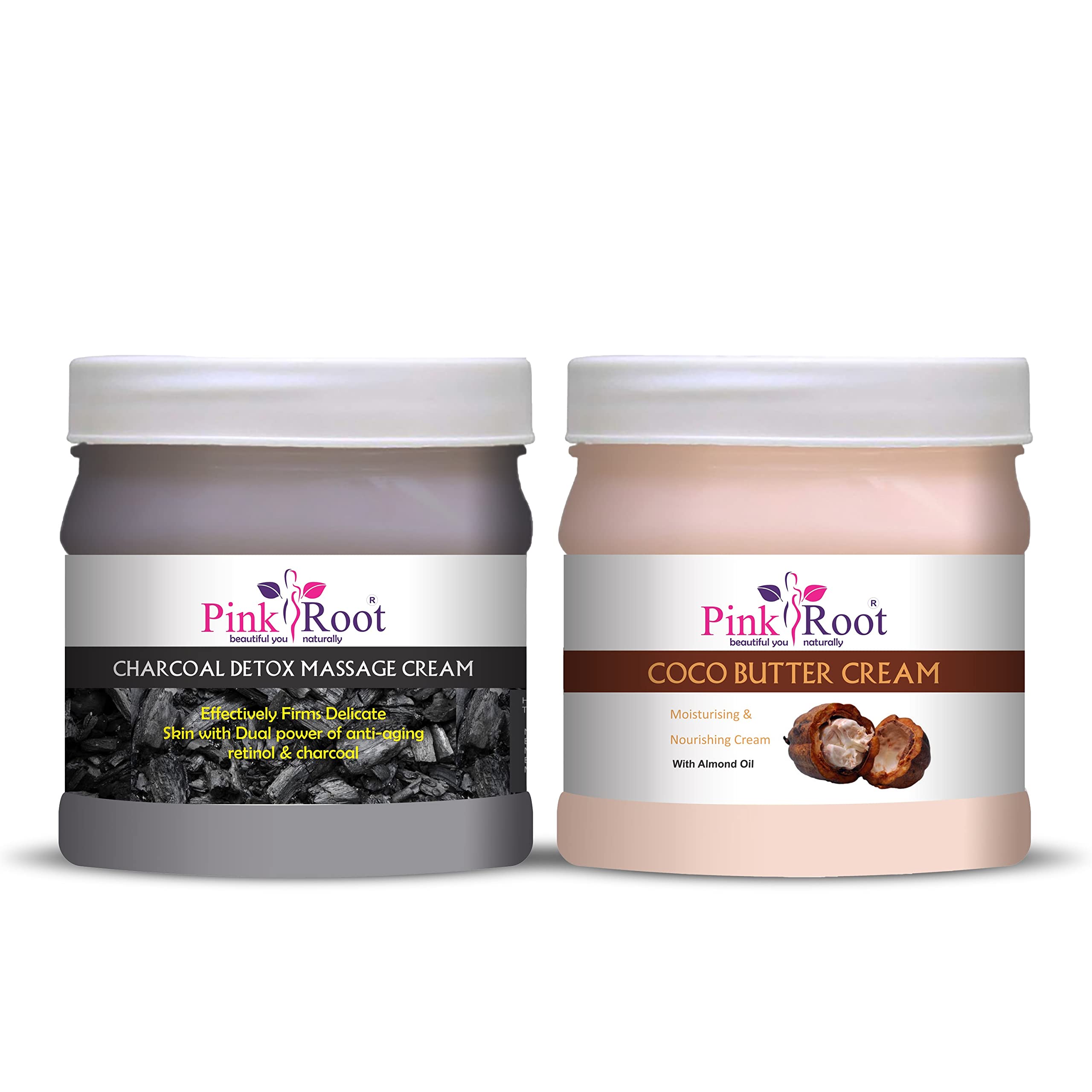 Pink Root Charcoal Cream 500gm with Cocoa Butter Cream 500gm