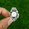 Natural Shiva Eye Shell 925 Silver Stackable Flower Adjustable Ring For Women