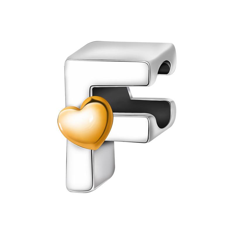 Alphabet Letter A Charm Pendant with Heart Accent for Bracelets Necklaces DIY Jewelry Making Accessories Compatible with Major Brands