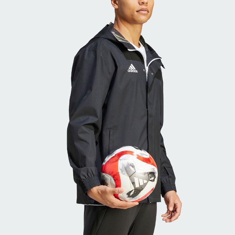 Adidas Entrada 22 Varied-Weather Performance Soccer Training Hooded Jacket Men Outerwear Black IK4010