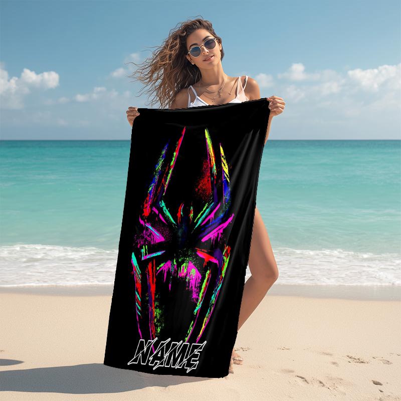 Personalized Spider-Man Comic Artwork Beach Towel Microfiber Beach Towel Thin Absorbent for Beach Swimming Yoga Bath Sports. 0910402