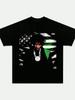 Bold Afro Graphic Black T-Shirt - Urban Streetwear Style with Circular Necklace