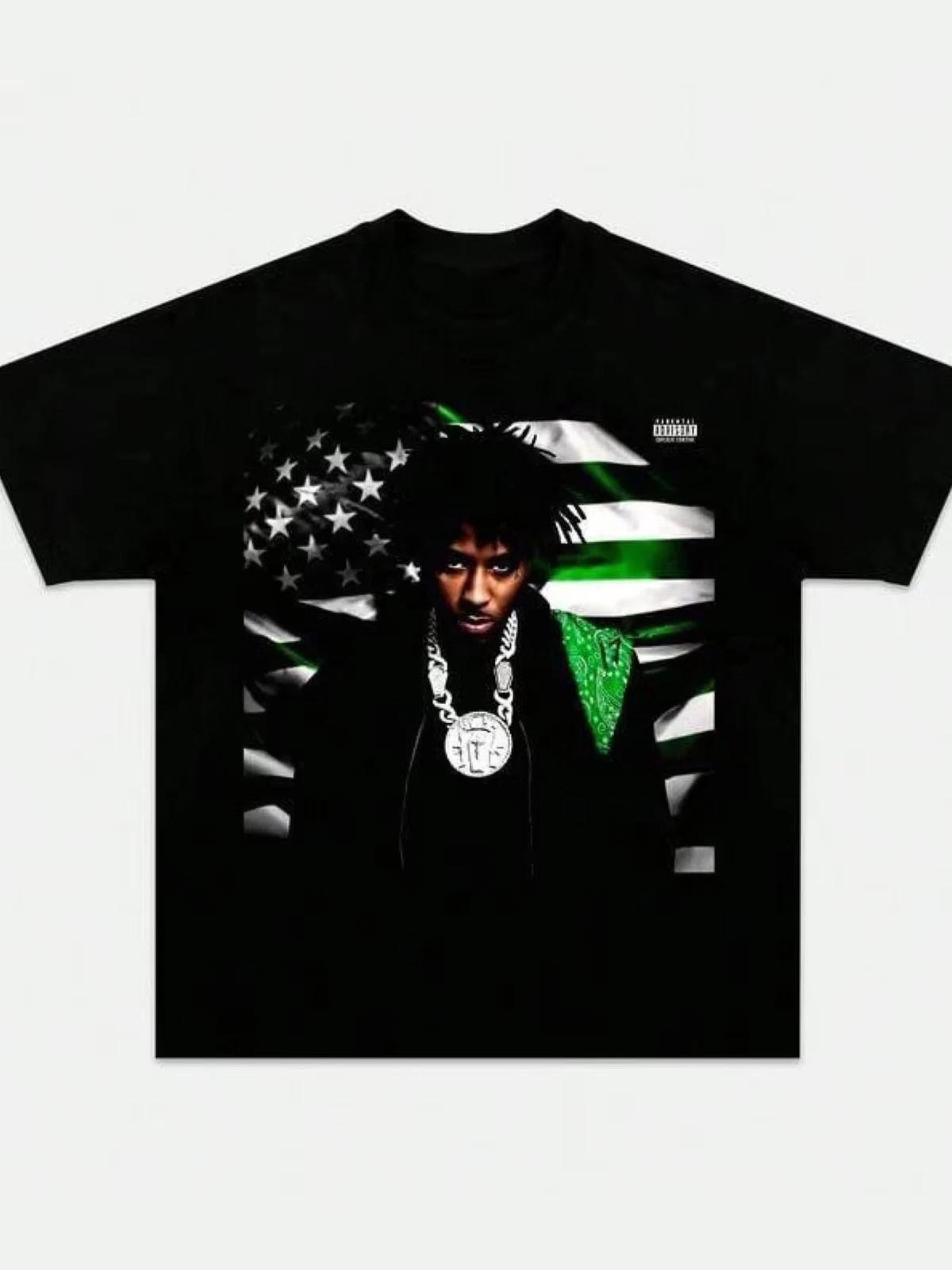 Bold Afro Graphic Black T-Shirt - Urban Streetwear Style with Circular Necklace S