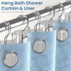 Chrome Shower Curtain Hooks Double Sided,Rust Proof Double Shower Curtain Rings for Bathroom Shower Rods, Anti-Drop Double Shower Rings for Curtain,