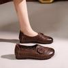 Spring and Summer New Mother Sandals Women's Hole Breathable Flat Heel Soft Sole Retro Leather Medium and Old Single Shoes Overalls Leather Shoes