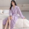 Coral Fleece Nightgown Women'S Winter Fleece Thickened Medium And Long Flannel Pajamas Autumn And Winter Bathrobe Women