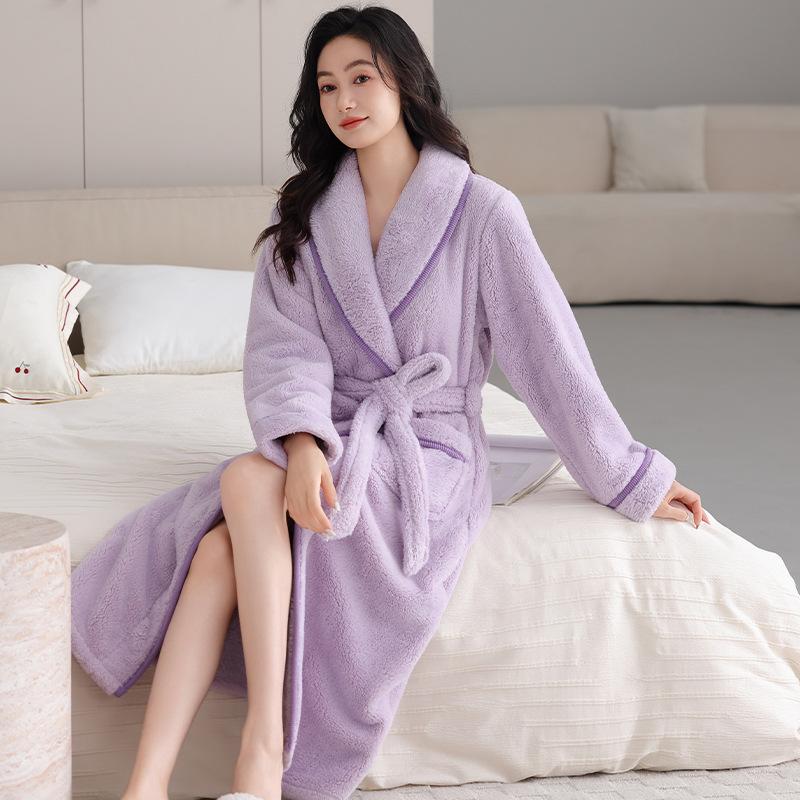 

Женская зимняя ночная сорочка из кораллового флиса, утолщенная флисовая термопижама, женский осенне-зимний фланелевый халат, зимняя домашняя одежда XL