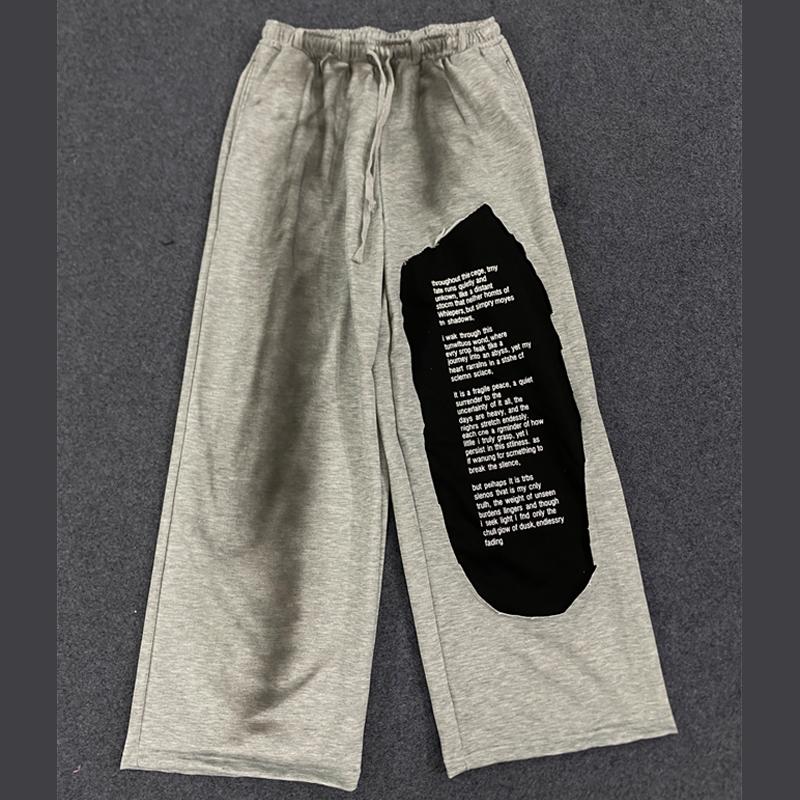 

Європейський та американський хай-стріт контрастний літерний принт ретро хіп-хоп прямі широкі штани кльош повсякденні XL сірий колір