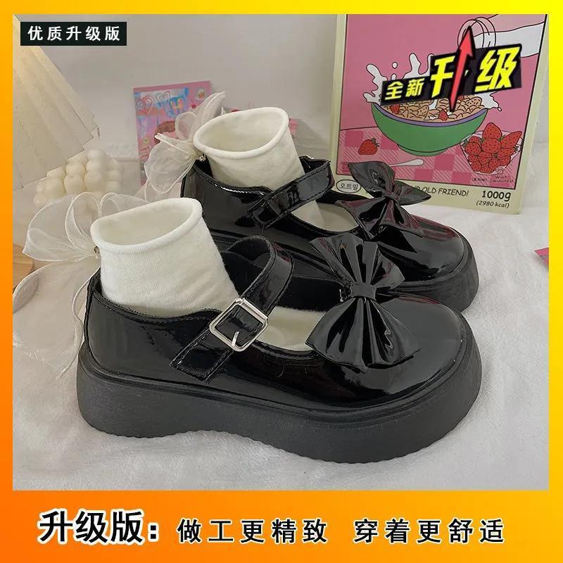 

Милые маленькие кожаные туфли с круглым носком, женские, весна-осень 2025 года, новые студенческие ретро-туфли в стиле Лолиты, японские туфли Мэри Джейн 35