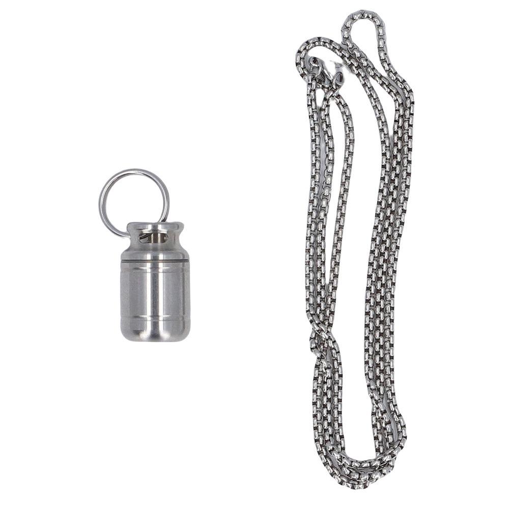 304 Stainless Steel Pill Case Waterproof Sealed Mini Portable Medicine Bottle Keychain Hanging Special Tank Shape Drug Container