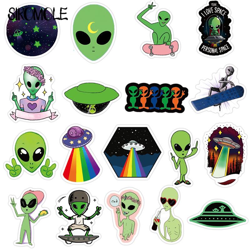 10 30 50PCS Outer Space Stickers Alien UFO Astronaut Green Sticker DIY Toy Laptop Car Motorcyle Notebook Kid Graffiti Sticker F5