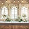 1 Party Banner Elegant Classic Garden Wedding Background: Romantic Arch Doors and Windows with Exquisite Column Carvings
