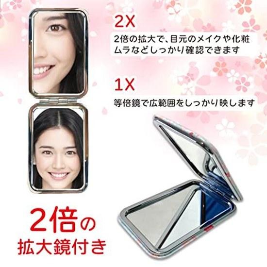 Sakura Romance Compact Mirror Hand Portable Folding 1x 2x Magnification Cute Pattern (Sakura Design D)