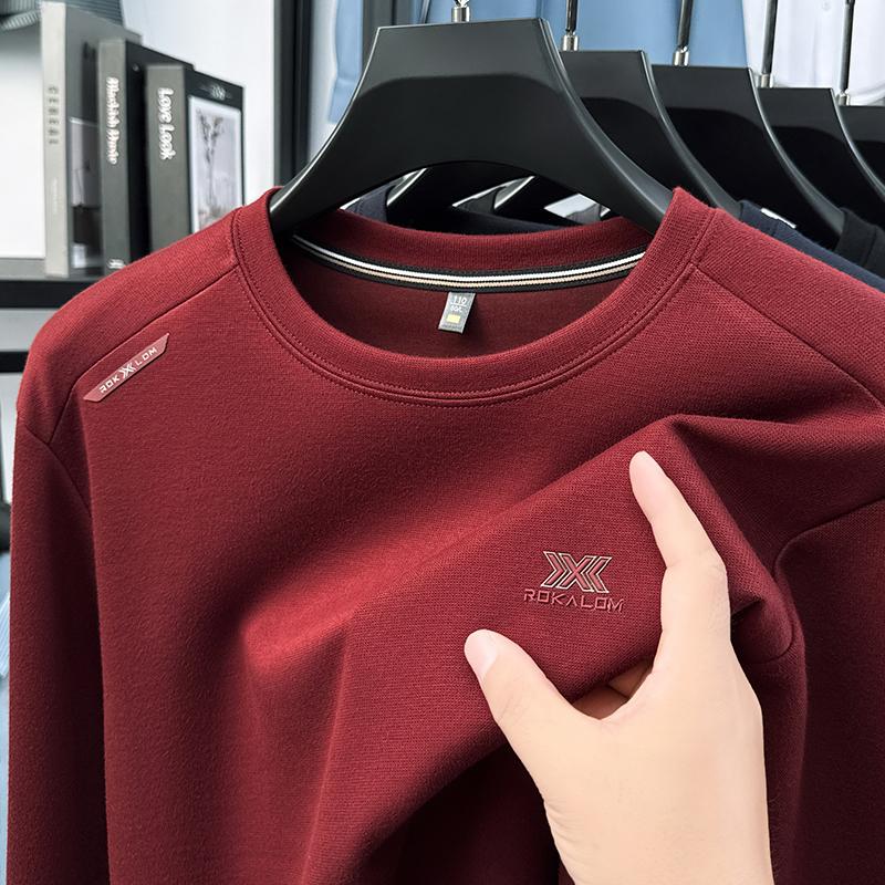 

Men s O-Neck Pullover Long Sleeve Hoodie Autumn Solid Color Exquisite Print Fashion Casual Versatile Menswear 4XL