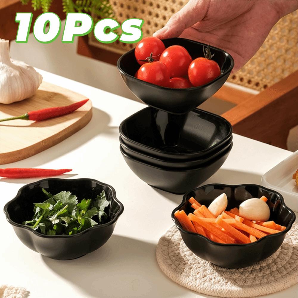 10 Piece Flower/Square Seasoning Dish Black Snack Bowl Kitchen Tableware Appetizer Dish  Restaurant