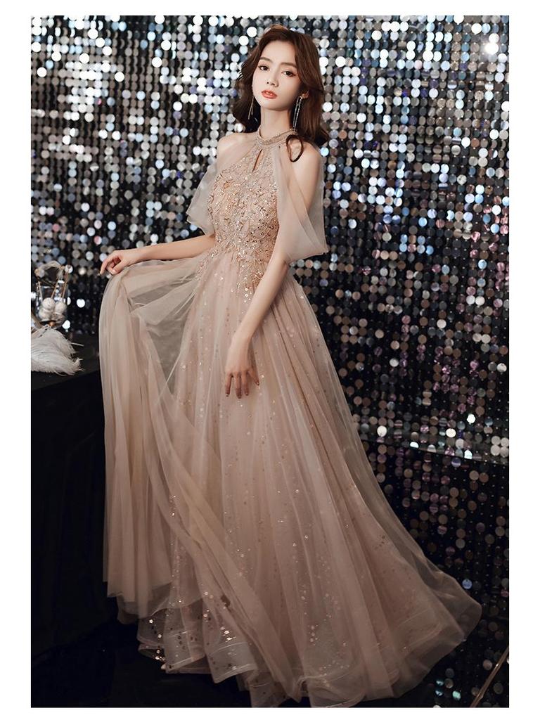 Šampaňské večerní šaty: Jarní banket 2025 Šaty pro družičku a hostitelku