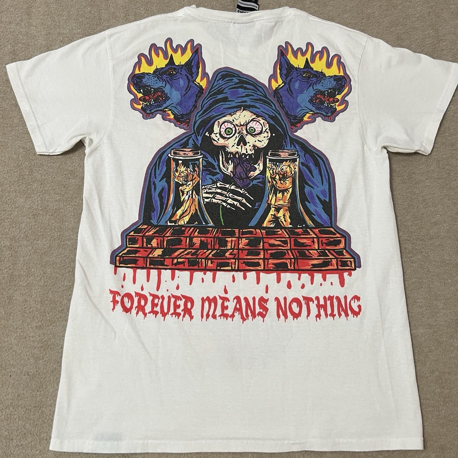 Broken Promises Men M Tshirt White Hell Hound Grim Reaper Graphic Print Snake S разноцветный