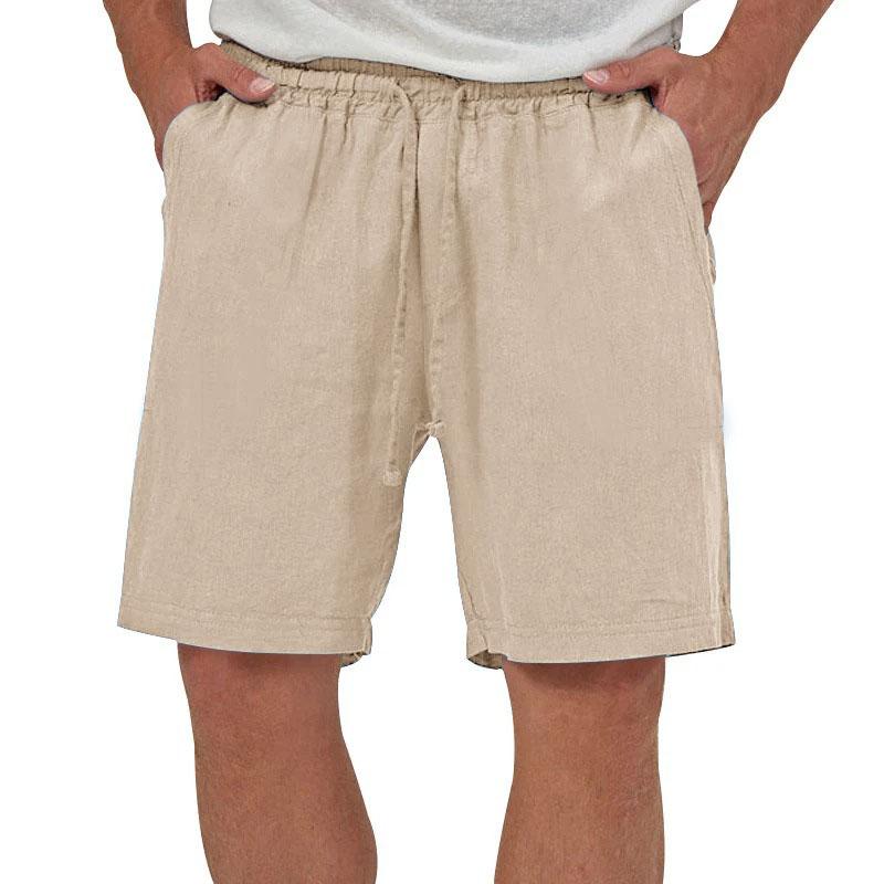 Mens Cotton Linen Shorts Casual Loose Fit Hawaiian Beach Style Short Pants Summer Breathable Lightweight Shorts Cozy Streetwear