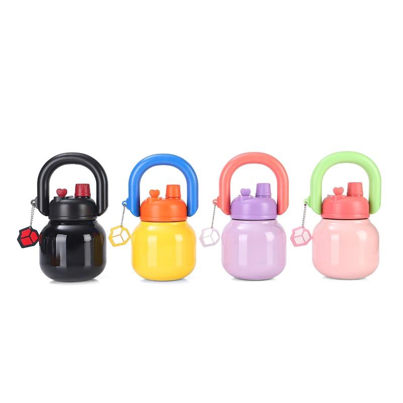 650ml 316 Stainless Steel Big Belly Insulated Bottle Portable Double-Wall Vacuum Thermos, Dual Drinking Spout Handle Water Cup