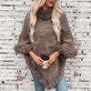 Women's Autumn and Winter Large Size Sleeve Knitted Wool Collar Thickened Thick Crest Shawl Loose Sweater Cape Top Women 6 Colors